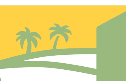 Coconut palms and hills detail